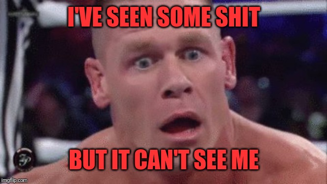Tahregg John Cena Meme | I'VE SEEN SOME SHIT; BUT IT CAN'T SEE ME | image tagged in tahregg john cena meme | made w/ Imgflip meme maker