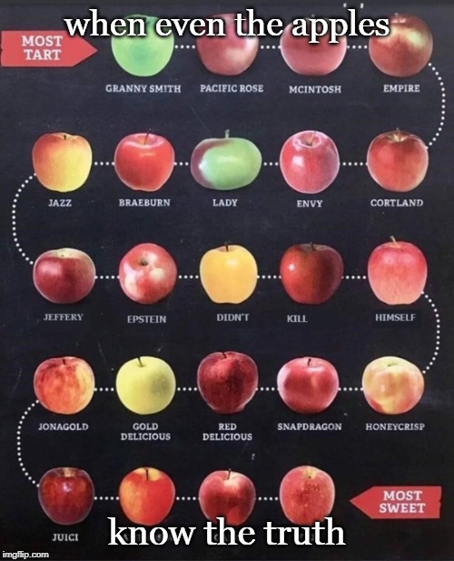 epstein was a corrupt democrat but | when even the apples; know the truth | image tagged in jeffrey epstein,media lies,clinton corruption,meme world,hide in plain sight,steal a meme | made w/ Imgflip meme maker