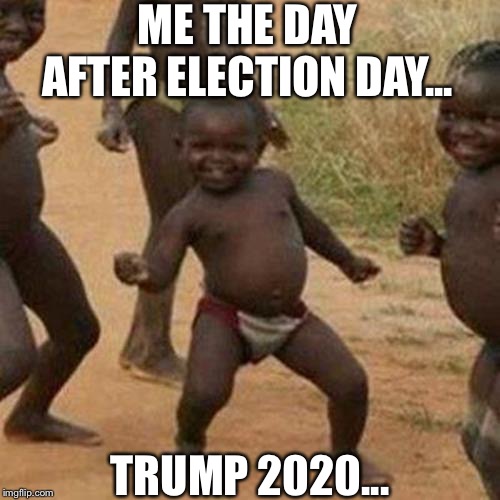 Third World Success Kid | ME THE DAY AFTER ELECTION DAY... TRUMP 2020... | image tagged in memes,third world success kid,politics,trump | made w/ Imgflip meme maker