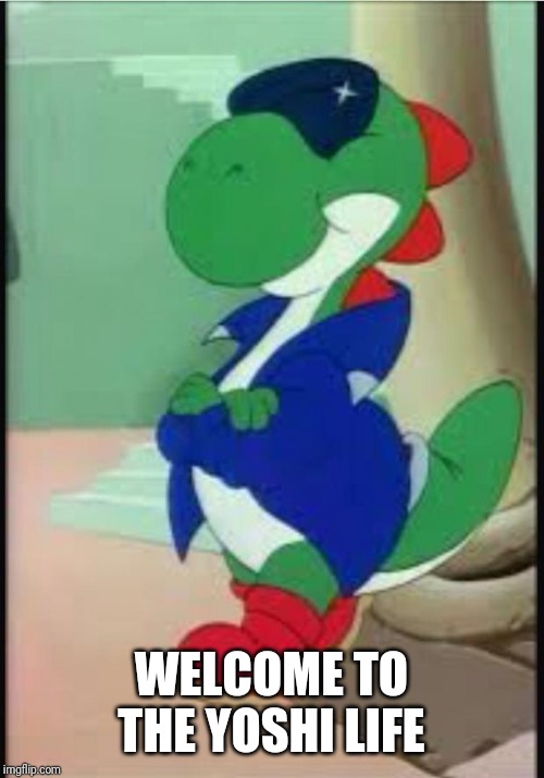 Gangster Yoshi | WELCOME TO THE YOSHI LIFE | image tagged in gangster yoshi | made w/ Imgflip meme maker