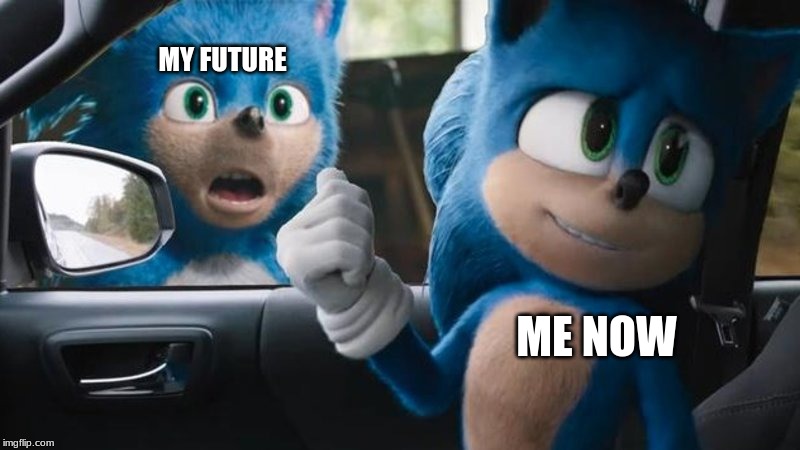 Sonic Movie Old vs New | MY FUTURE; ME NOW | image tagged in sonic movie old vs new | made w/ Imgflip meme maker