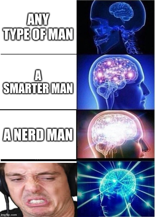 Expanding Brain Meme | ANY TYPE OF MAN; A SMARTER MAN; A NERD MAN | image tagged in memes,expanding brain | made w/ Imgflip meme maker