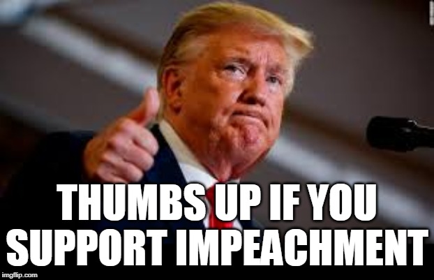 THUMBS UP | THUMBS UP IF YOU SUPPORT IMPEACHMENT | image tagged in trump,support,impeachment,criminal,treason,bribery | made w/ Imgflip meme maker