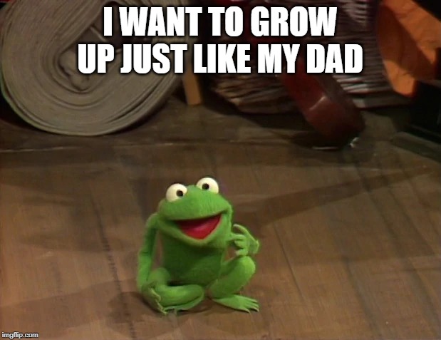 Robin is making a mistake | I WANT TO GROW UP JUST LIKE MY DAD | image tagged in kermit the frog,the muppets | made w/ Imgflip meme maker