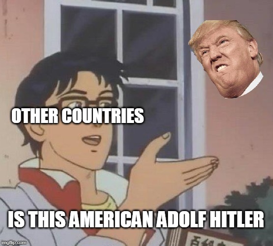 Is This A Pigeon | OTHER COUNTRIES; IS THIS AMERICAN ADOLF HITLER | image tagged in memes,is this a pigeon | made w/ Imgflip meme maker