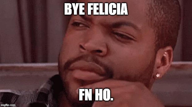 Bye Felicia | BYE FELICIA FN HO. | image tagged in bye felicia | made w/ Imgflip meme maker