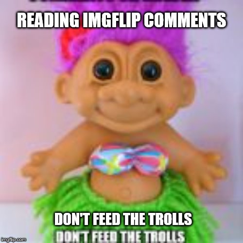 READING IMGFLIP COMMENTS; DON'T FEED THE TROLLS | image tagged in trolls,internet trolls,comments | made w/ Imgflip meme maker
