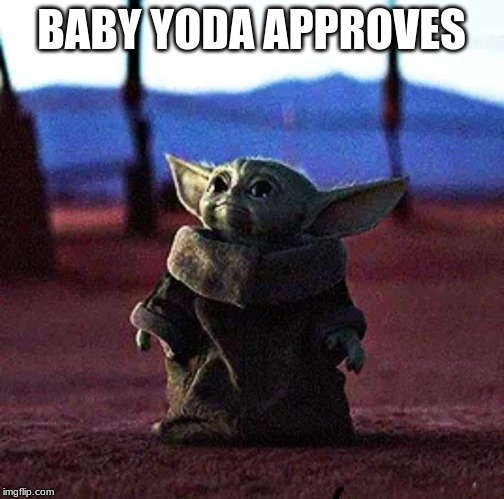 Baby Yoda | BABY YODA APPROVES | image tagged in baby yoda | made w/ Imgflip meme maker