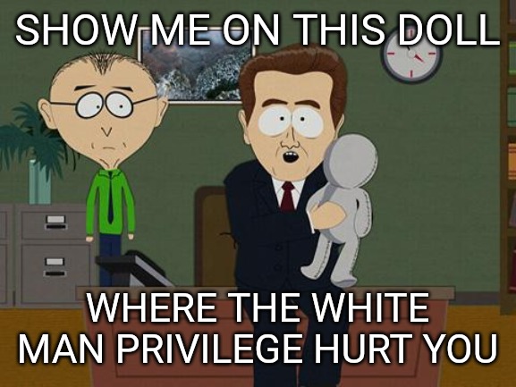 Message to the progressive left. | SHOW ME ON THIS DOLL; WHERE THE WHITE MAN PRIVILEGE HURT YOU | image tagged in show me on this doll | made w/ Imgflip meme maker
