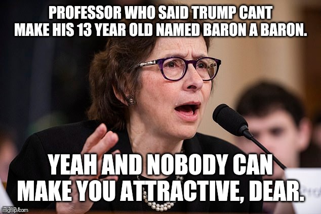 Liberals are ugly and mean | PROFESSOR WHO SAID TRUMP CANT MAKE HIS 13 YEAR OLD NAMED BARON A BARON. YEAH AND NOBODY CAN MAKE YOU ATTRACTIVE, DEAR. | image tagged in idiot nerd girl,liberal logic,ugly girl,idiots,special kind of stupid,maga | made w/ Imgflip meme maker