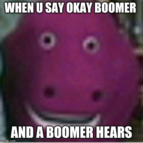 bbbbbaaaaarrrrneeeeyyy | WHEN U SAY OKAY BOOMER; AND A BOOMER HEARS | image tagged in funny | made w/ Imgflip meme maker