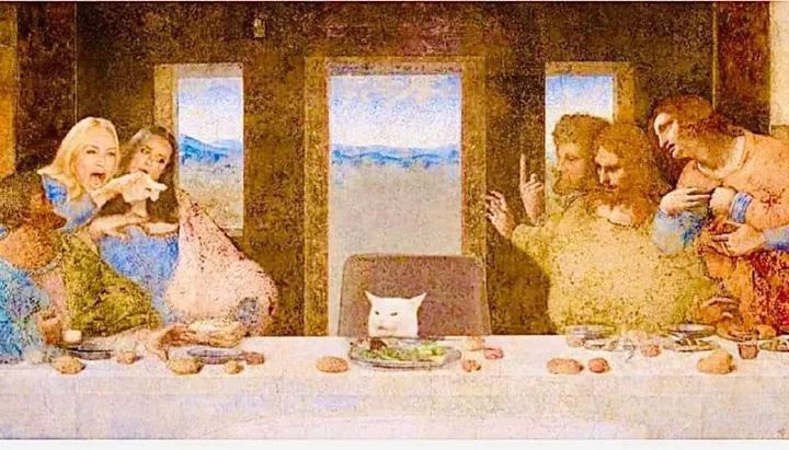 High Quality The cat meme last supper Blank Meme Template