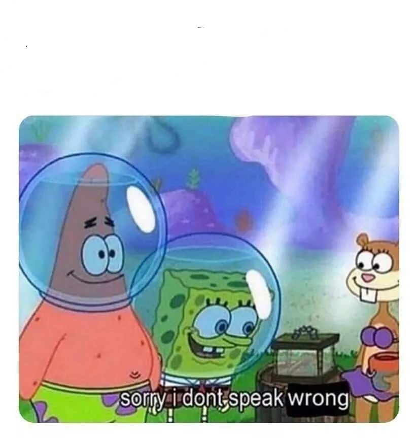 SpongeBob Sorry I Don't Speak Wrong Blank Meme Template