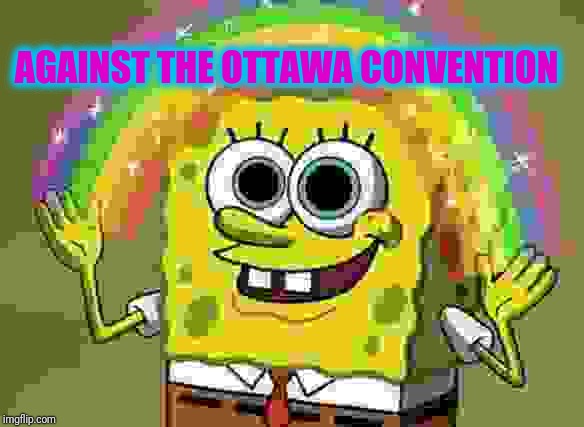 Imagination Spongebob Meme | AGAINST THE OTTAWA CONVENTION | image tagged in memes,imagination spongebob | made w/ Imgflip meme maker