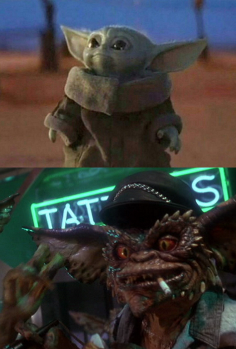 Baby Yoda vs Gremlin Blank Meme Template