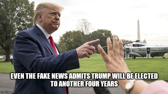 EVEN THE FAKE NEWS ADMITS TRUMP WILL BE ELECTED TO ANOTHER FOUR YEARS | image tagged in donald trump | made w/ Imgflip meme maker