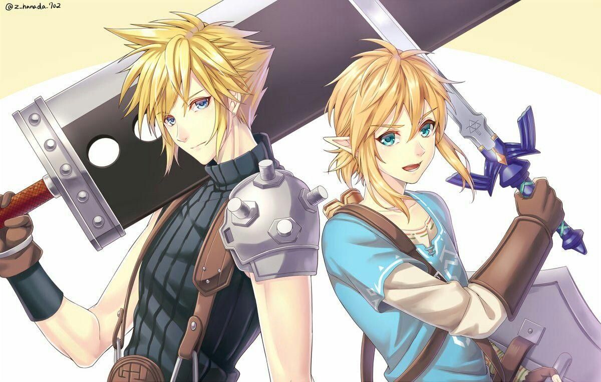 Cloud Strife and Link Blank Meme Template