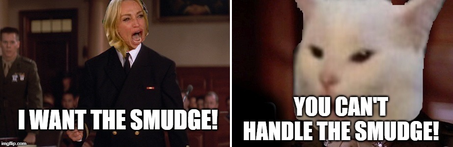 You Can't Handle The Smudge | YOU CAN'T HANDLE THE SMUDGE! I WANT THE SMUDGE! | image tagged in a few good men,smudge,smudge the cat,woman yelling at cat | made w/ Imgflip meme maker