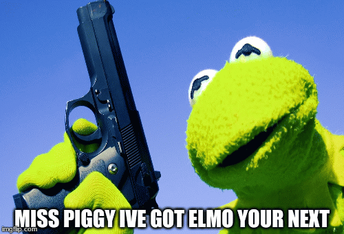 evil elmo with gun