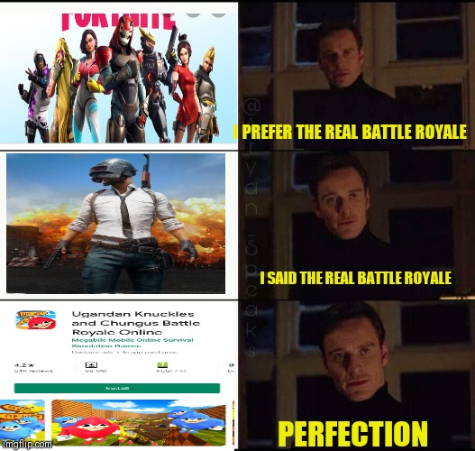Perfection | I PREFER THE REAL BATTLE ROYALE; I SAID THE REAL BATTLE ROYALE; PERFECTION | image tagged in show me the real,memes,fun,funny,funny memes | made w/ Imgflip meme maker