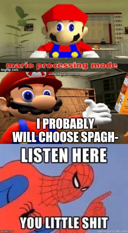 I PROBABLY WILL CHOOSE SPAGH- | made w/ Imgflip meme maker