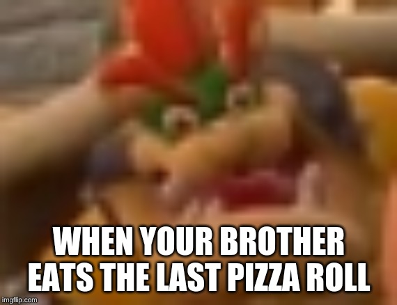 o | WHEN YOUR BROTHER EATS THE LAST PIZZA ROLL | image tagged in traumatized bowser,hi,new template | made w/ Imgflip meme maker