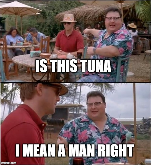 See Nobody Cares | IS THIS TUNA; I MEAN A MAN RIGHT | image tagged in memes,see nobody cares | made w/ Imgflip meme maker