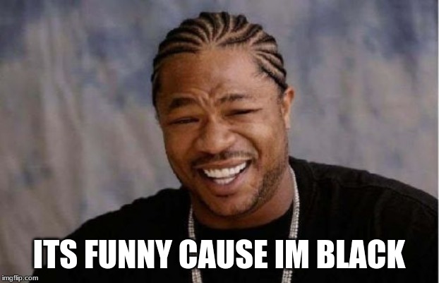 Yo Dawg Heard You Meme | ITS FUNNY CAUSE IM BLACK | image tagged in memes,yo dawg heard you | made w/ Imgflip meme maker