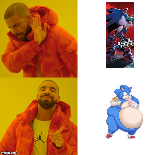 Drake Hotline Bling Meme | image tagged in memes,drake hotline bling,fat sonic | made w/ Imgflip meme maker