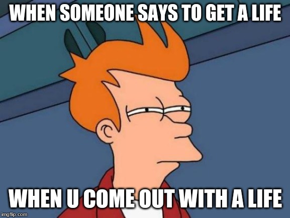 Futurama Fry Meme | WHEN SOMEONE SAYS TO GET A LIFE; WHEN U COME OUT WITH A LIFE | image tagged in memes,futurama fry | made w/ Imgflip meme maker