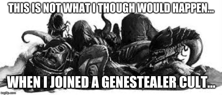 THIS IS NOT WHAT I THOUGH WOULD HAPPEN... WHEN I JOINED A GENESTEALER CULT... | image tagged in warhammer40k | made w/ Imgflip meme maker