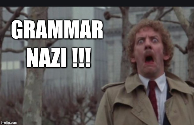 GRAMMAR; NAZI !!! | image tagged in grammar nazi,donald sutherland | made w/ Imgflip meme maker