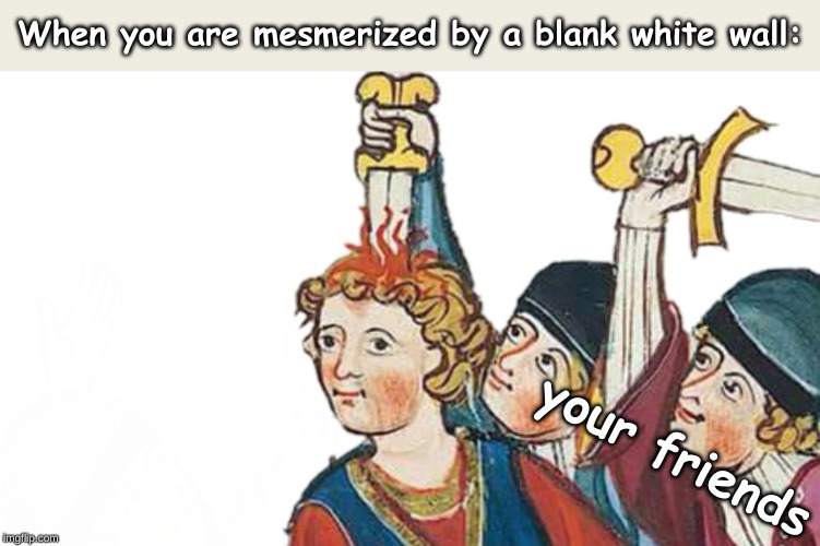 When you are mesmerized by a blank white wall:; your friends | image tagged in memes,random | made w/ Imgflip meme maker