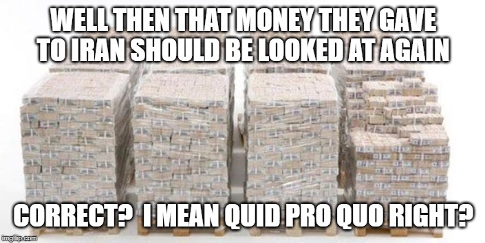 One Billion Dollars | WELL THEN THAT MONEY THEY GAVE TO IRAN SHOULD BE LOOKED AT AGAIN CORRECT?  I MEAN QUID PRO QUO RIGHT? | image tagged in one billion dollars | made w/ Imgflip meme maker