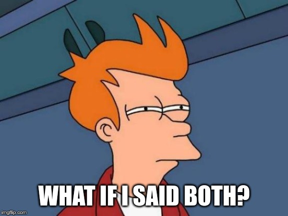 Futurama Fry Meme | WHAT IF I SAID BOTH? | image tagged in memes,futurama fry | made w/ Imgflip meme maker