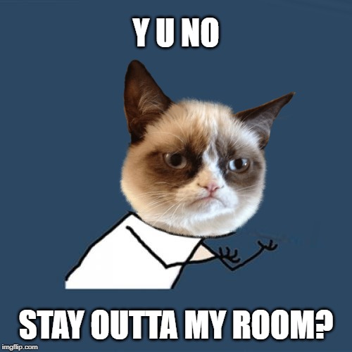 Y U NO; STAY OUTTA MY ROOM? | made w/ Imgflip meme maker