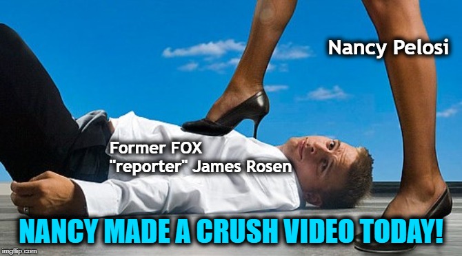 I Don't Hate Anyone; I Just Crush Them | Nancy Pelosi; Former FOX "reporter" James Rosen; NANCY MADE A CRUSH VIDEO TODAY! | image tagged in nancy pelosi,alt right,fake news,fox news | made w/ Imgflip meme maker