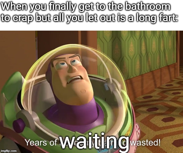 years of academy training wasted | When you finally get to the bathroom
to crap but all you let out is a long fart:; waiting | image tagged in years of academy training wasted | made w/ Imgflip meme maker