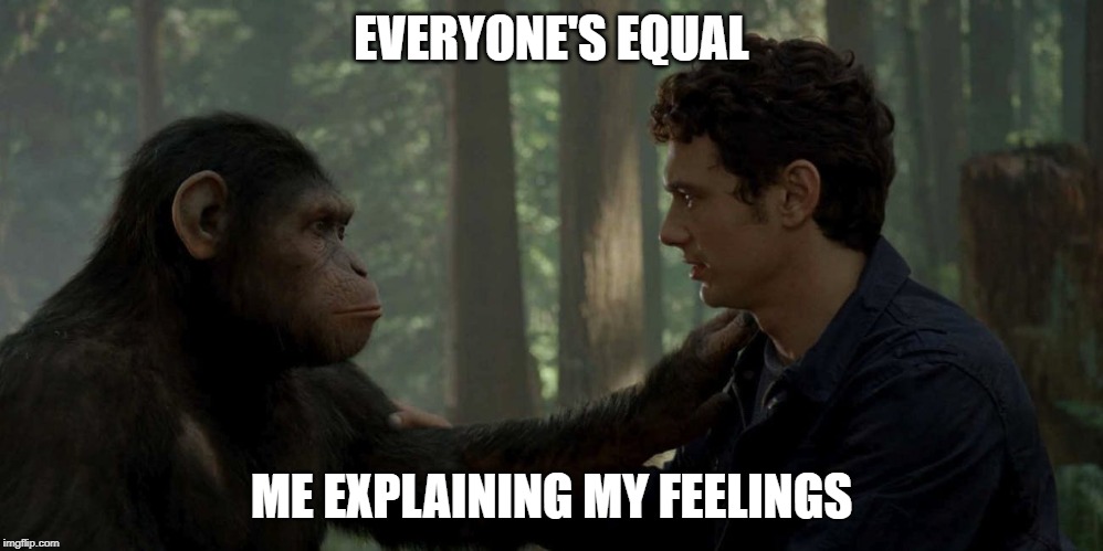 Funny | EVERYONE'S EQUAL; ME EXPLAINING MY FEELINGS | image tagged in feelings,funny memes | made w/ Imgflip meme maker