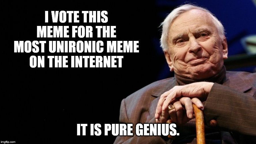 I VOTE THIS MEME FOR THE MOST UNIRONIC MEME ON THE INTERNET IT IS PURE GENIUS. | made w/ Imgflip meme maker