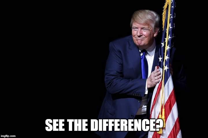 trump flag | SEE THE DIFFERENCE? | image tagged in trump flag | made w/ Imgflip meme maker