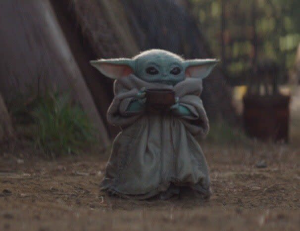 Baby Yoda Drinking Blank Meme Template