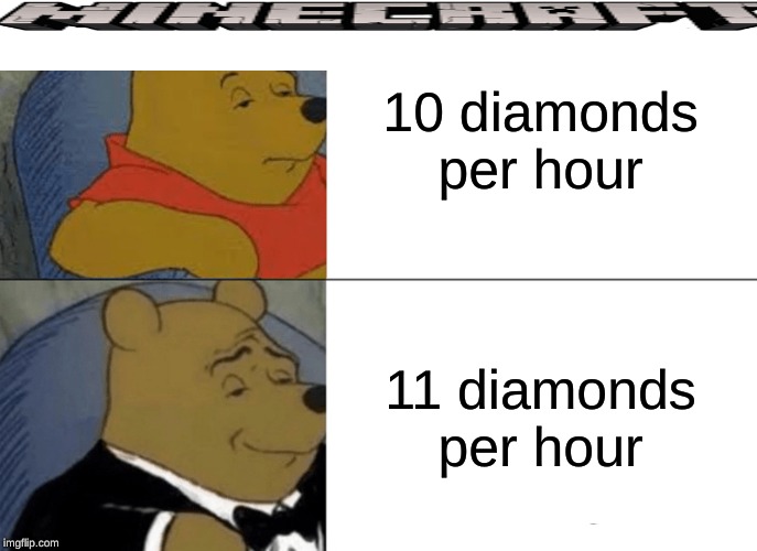 Tuxedo Winnie The Pooh | 10 diamonds per hour; 11 diamonds per hour | image tagged in memes,tuxedo winnie the pooh | made w/ Imgflip meme maker