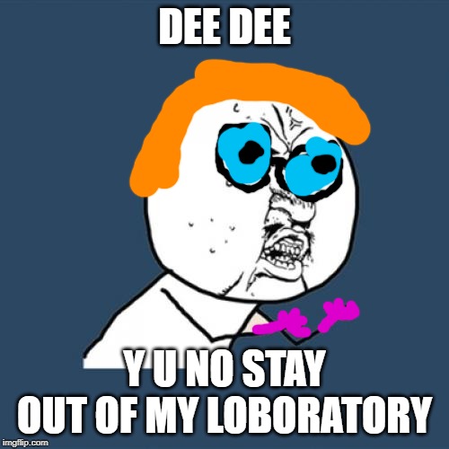 Y U No | DEE DEE; Y U NO STAY OUT OF MY LOBORATORY | image tagged in memes,y u no | made w/ Imgflip meme maker