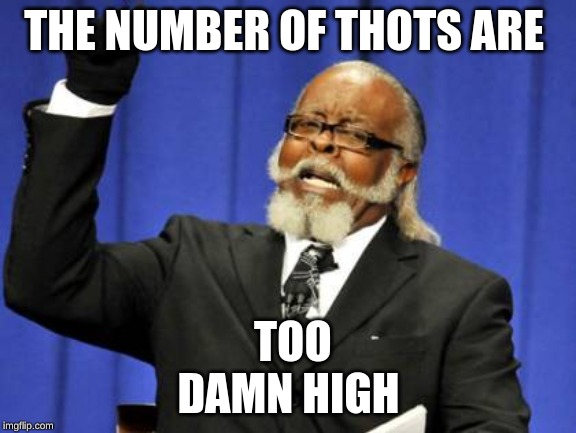 Too Damn High | THE NUMBER OF THOTS ARE; TOO DAMN HIGH | image tagged in memes,too damn high | made w/ Imgflip meme maker