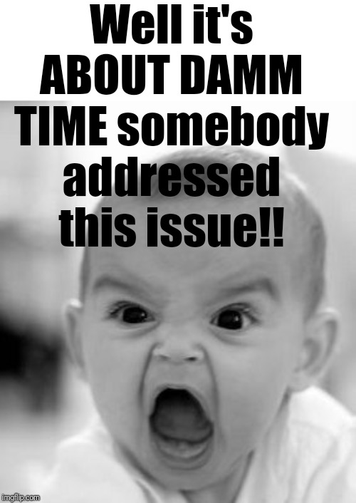 Angry Baby Meme | Well it's ABOUT DAMM TIME somebody addressed this issue!! | image tagged in memes,angry baby | made w/ Imgflip meme maker