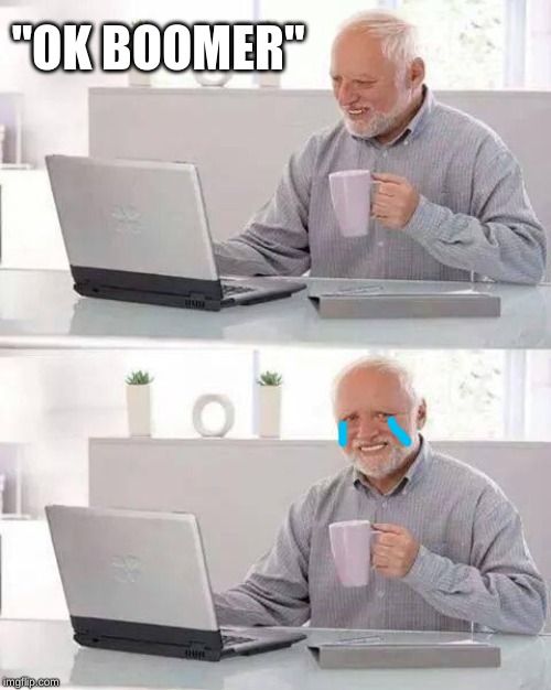 Hide the Pain Harold Meme | "OK BOOMER" | image tagged in memes,hide the pain harold | made w/ Imgflip meme maker