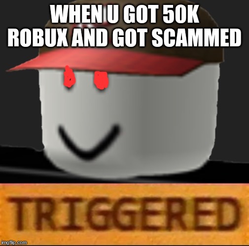 Roblox Triggered | WHEN U GOT 50K ROBUX AND GOT SCAMMED | image tagged in roblox triggered | made w/ Imgflip meme maker