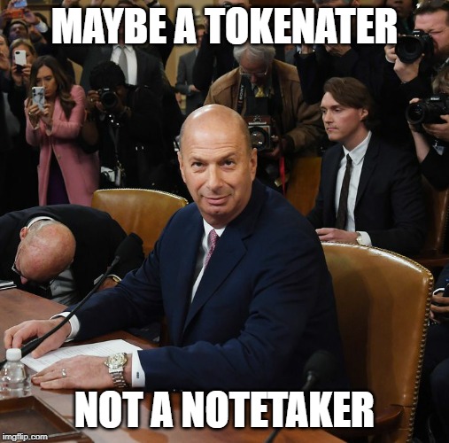 Sondland | MAYBE A TOKENATER; NOT A NOTETAKER | image tagged in sondland | made w/ Imgflip meme maker