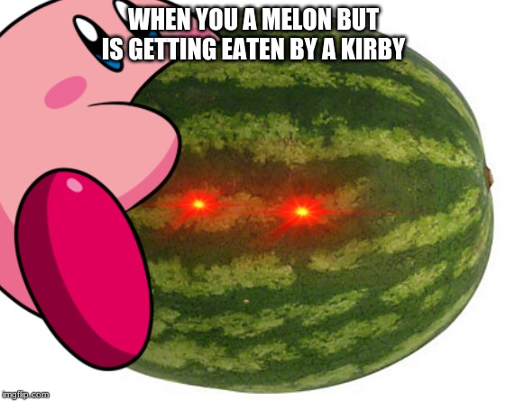 WHEN YOU A MELON BUT IS GETTING EATEN BY A KIRBY | image tagged in kirby | made w/ Imgflip meme maker